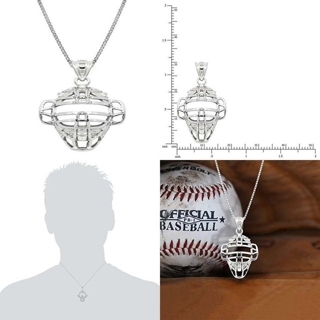 Honolulu Jewelry Company Sterling Silver Baseball Back Catcher Mask