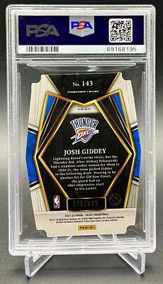 2021 Josh Giddey Blue Die-Cut Prizm /249 RC Rookie PSA 10 Gem Mint