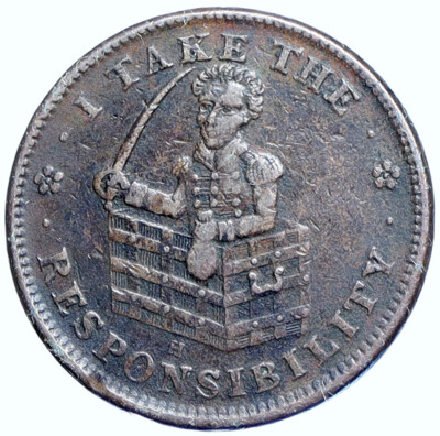1833 USA US Hard Times Political Token RESPONSIBILITY Roman Firm