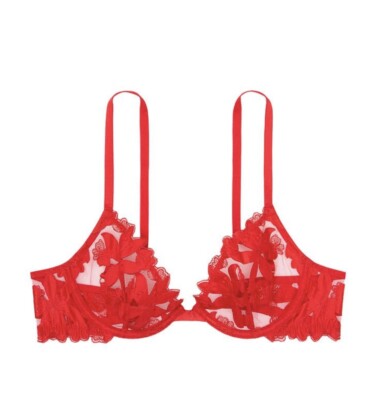 $70 VICTORIAS SECRET  VERY SEXY Unlined Floral Embroidered Demi Bra NWT 36DD