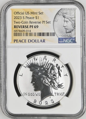 :2023-S SAN FRANCISCO SILVER PEACE DOLLAR NGC PF 69 UC RP REVERSE PROOF ULT CAM
