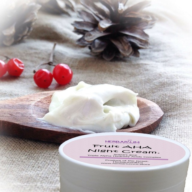 Fruit AHA Night Face Cream Organic Triple Alpha Hydroxy Acids Complex