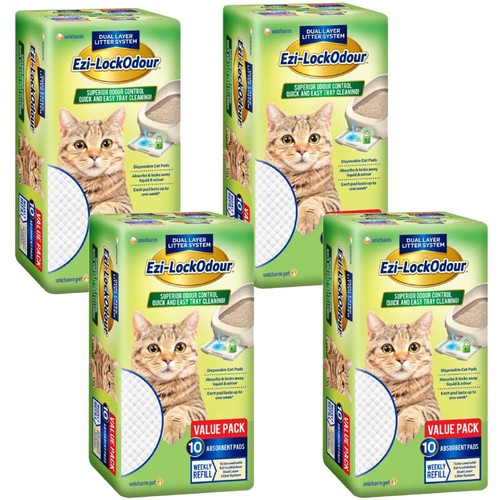 4 x10 Ezi LockOdour Cat Litter System Absorbant Cat Pads Ezi Lock Odour