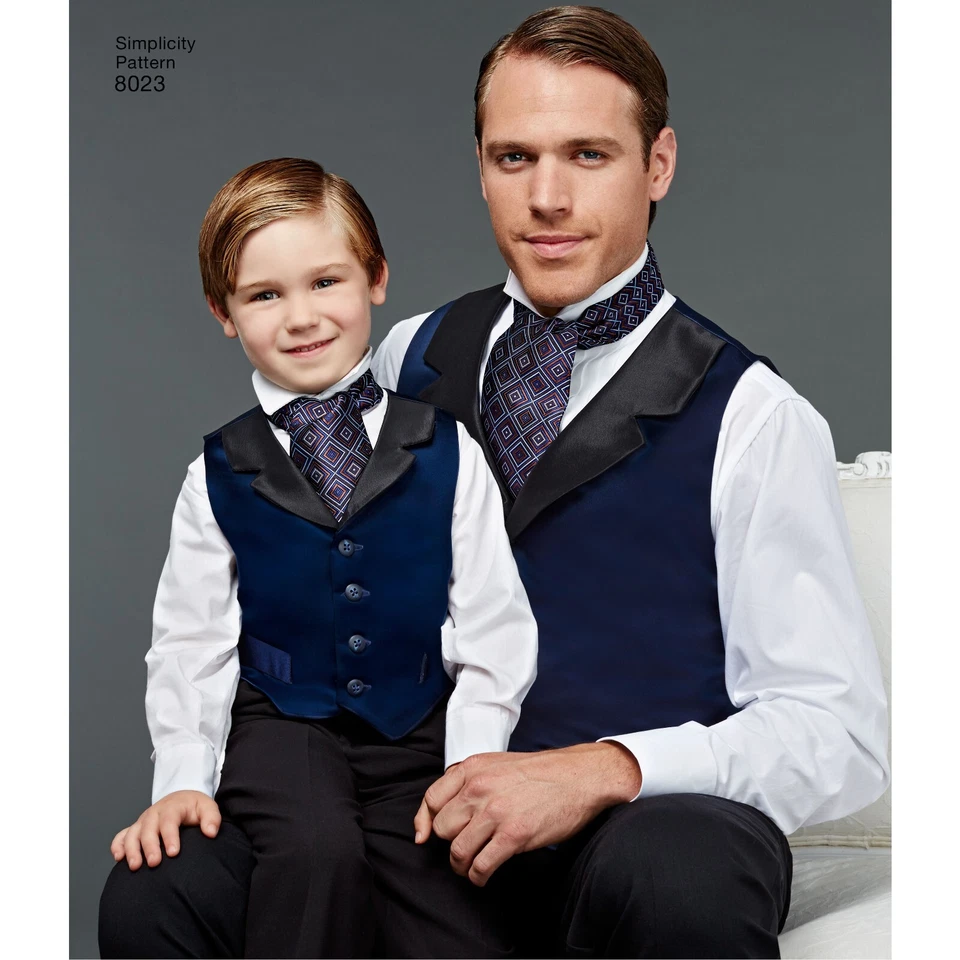 SIMPLICITY 8023 MEN'S BOYS VEST BOW TIE Sewing Pattern Vest Tie Size S-L  S-XL - Image 3 of 4