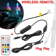 RGB LED Whip Lights Synchronizer Plug Play 2-Way W/ Remote Controller Chase UTV