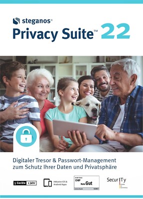 Steganos Privacy Suite 22 für 5 Geräte - Laufzeit 1 Jahr - Datentresor - ESD