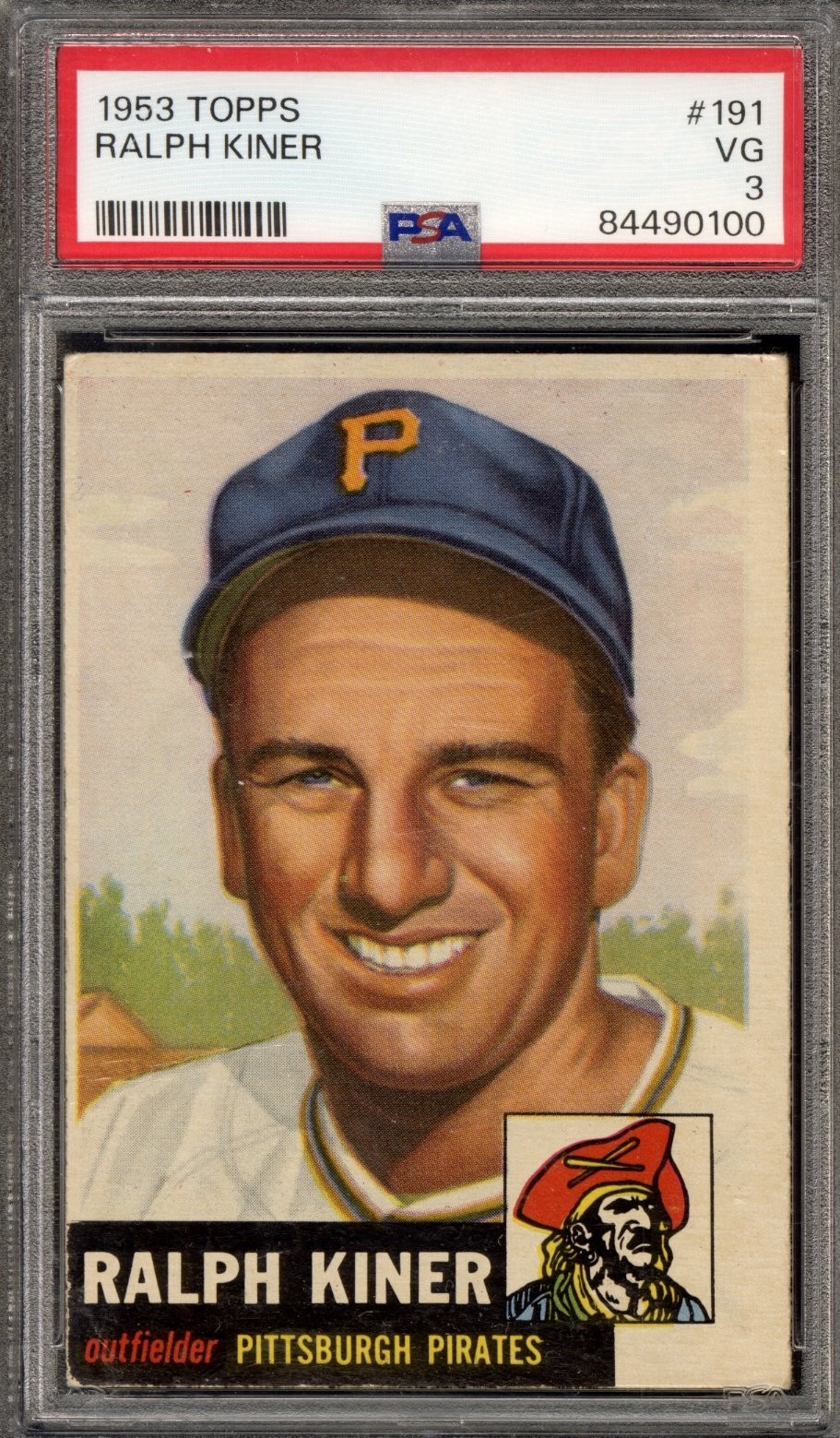 1953 Topps #191 Ralph Kiner - PSA VG 3 - Pittsburgh Pirates - VSCARDS