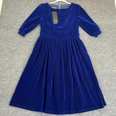 knee length dresses for ladies 3/4 Sleeve Tie Detail Velvet Midi Dress, Royal Blue – Jolie Moi Retail