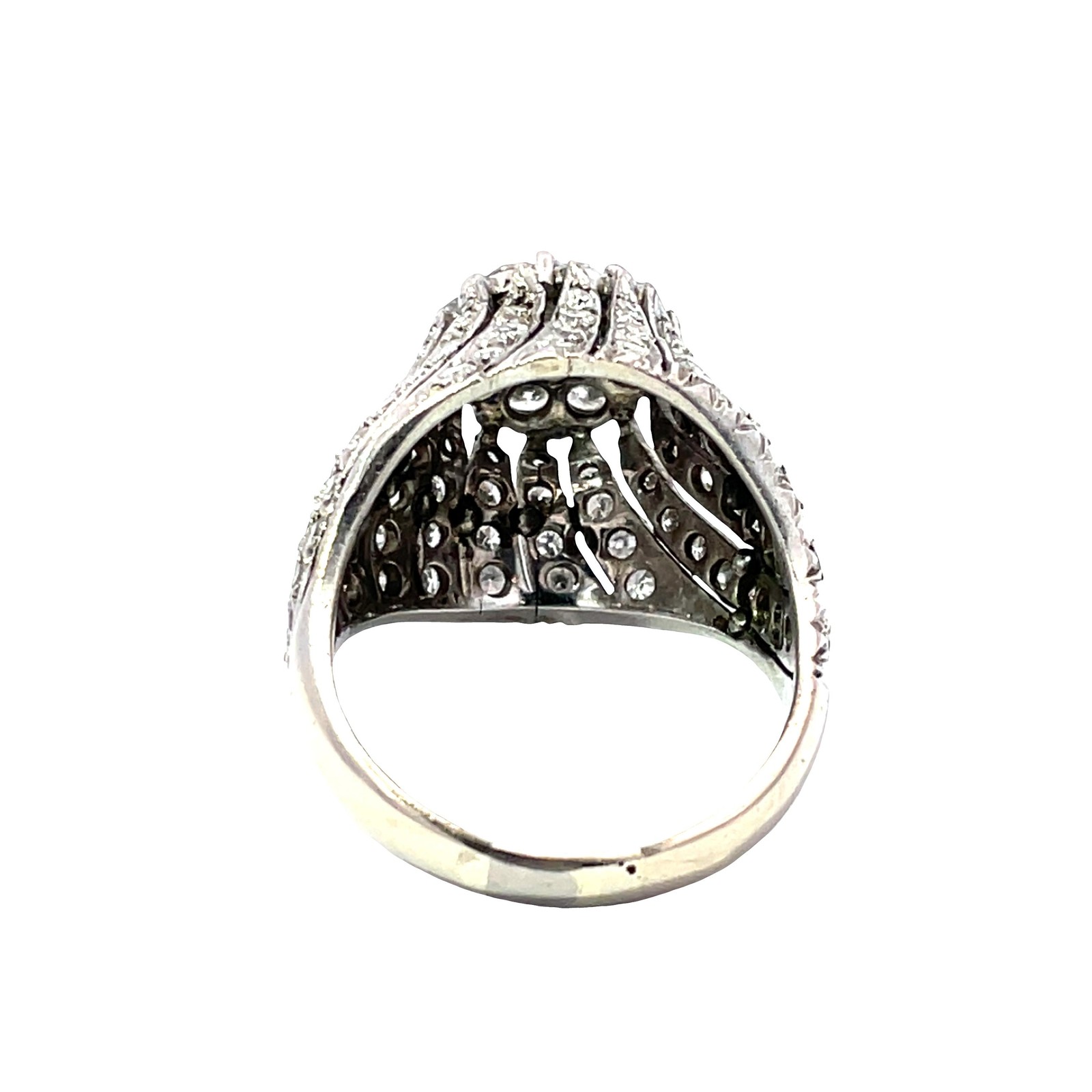 Solid White Gold Diamond Pave Swirl Cluster Ring - image 4
