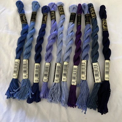 DMC Pearl Cotton #5 Blue & Purple Embroidery Thread Lot  Of 10