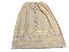Vtg Youingland Girls Skirt ILGWU SZ 8 Embroidered Hem Eyelet Pastel Yellow