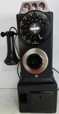Automatic Electric Pay Telephone 3 Coin Slot 1930's Black Fully Restored