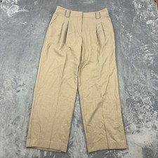 Maeve Anthropologie Wide Leg Pleated Trouser Pants Tan Womens Size 8 High Rise