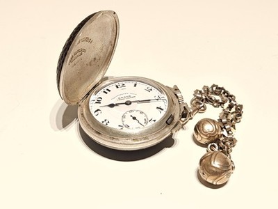 ANTIQUE RARE SILVER GOLF BALL STYLE SWISS POCKET WATCH