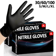 100pcs Black Nitrile Disposable Gloves Cleaning Pet Tattoo Bathing Same Day