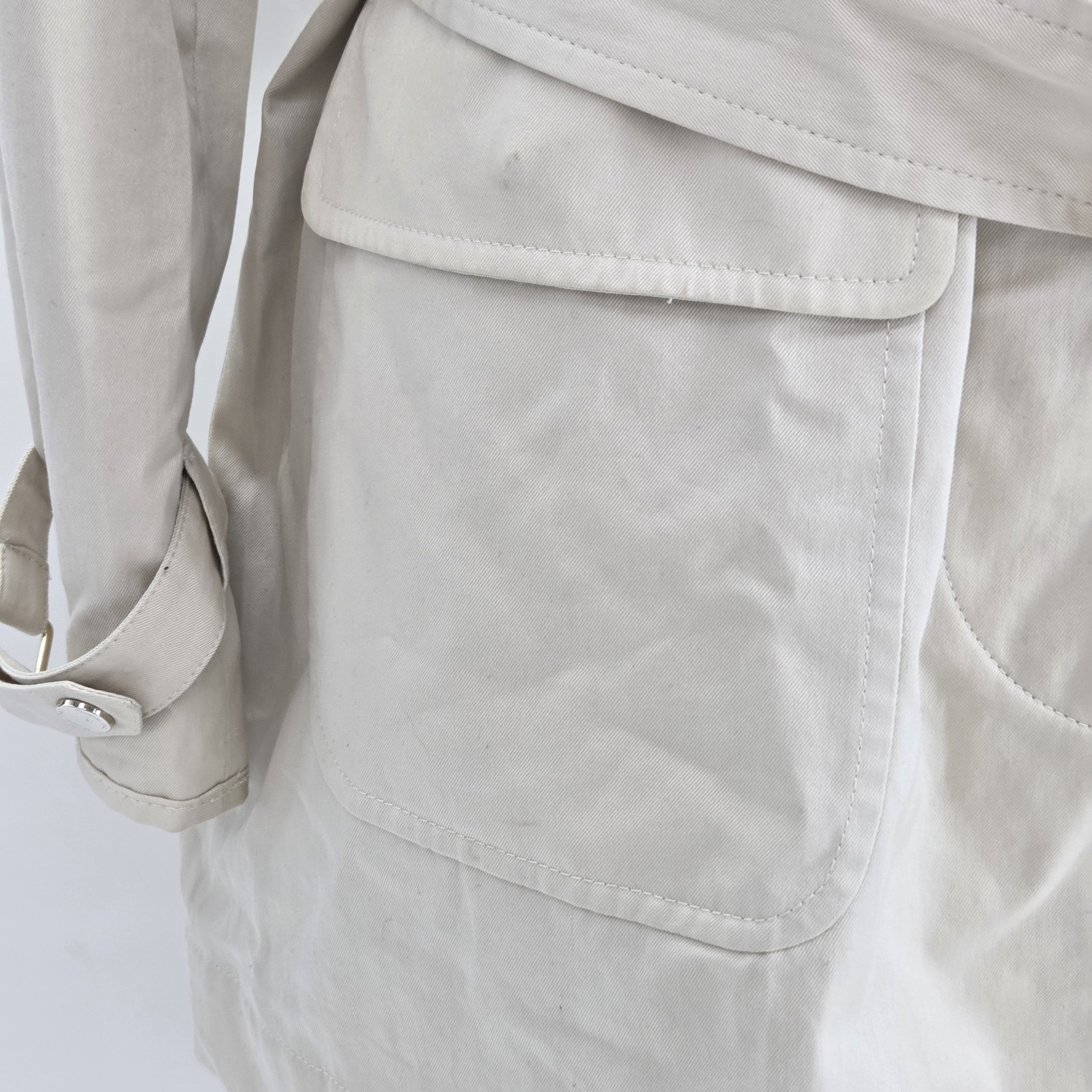 Massimo Dutti Women's Trench Coat Size EUR  XL Beige Cotton Jacket Belted Popper thumbnail 5