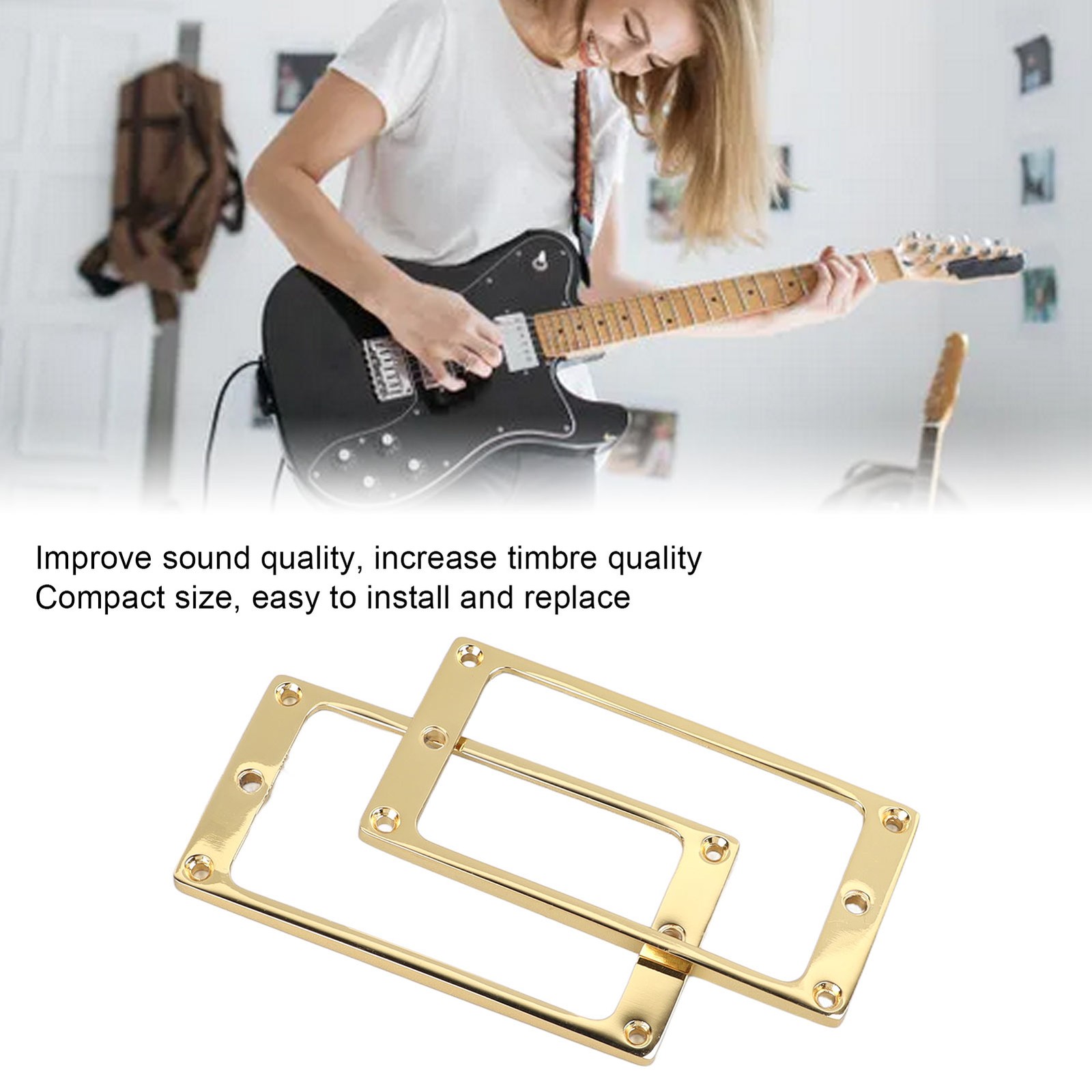 2PCS Electric Guitar Pickup Frame Zinc Alloy Flat Humbucker Pickup Mounting ECM