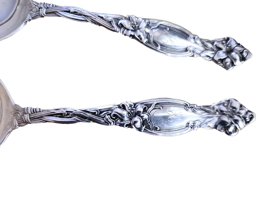 Juego de 2 cucharas Gumbo sopa redonda Frontenac International Silver Sterling Foto 3 de 4