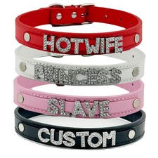 Collar Chocker Bdsm Esclavo Letras Personalizado Papá Esclavo Estrás E0
