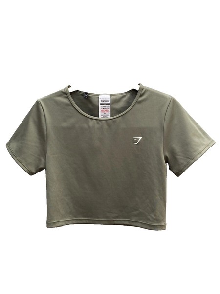 GYMSHARK Size M Green Cropped Tee Round Neck Short Sleeve stretch fit women’s