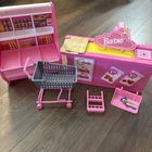 Barbie 1991 Vintage Supermarket Grocery Store Food Shelf Cart Checkout Paper Bag