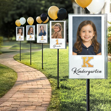2026 Graduation Decorations - K-12 Yard Signs with Ground Stakes - Gold Graduati