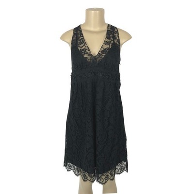 Velvet Floral Lace Beaded Babydoll V-Neck Dress Size M Whimsigoth Witchy Gothic