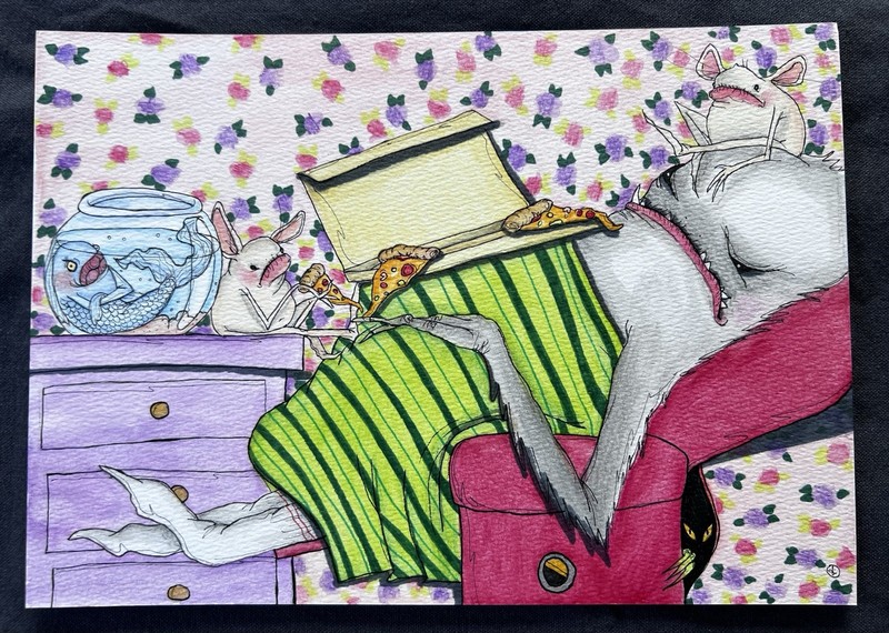 ORIGINAL FANTASY “No Pizza for the Fish” Julie McDaniel 2026 NOT AN ACEO