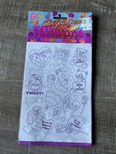 Vintage Lisa Frank Valentines Stickers Color Your Own NEW no markers Colorful