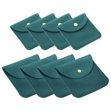 Total 8 Pcs 8x8cm/10x10cm Jewelry Pouches with Snap Button Dark Blue