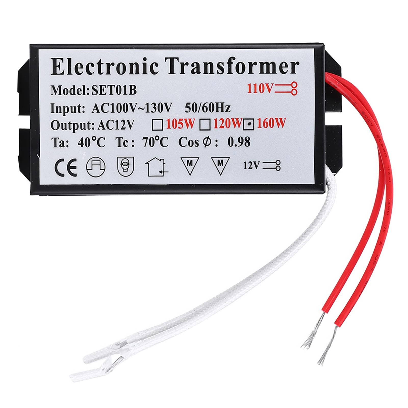 Qiilu Electronic 75W Transformer 160W 120V Halogen Light 110V to...