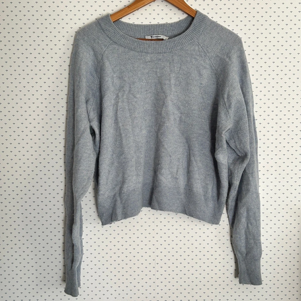 Suéter T by Alexander Wang Lana Cachemira Raglán L Azul Jaspeado Crew Para Mujer Foto 4 de 4