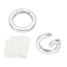 16mm 925 Sterling Silver Spring Gate Rings, 2Pcs Plat Round Clasps, Silver Tone