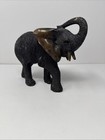 Vtg Chalkware? Bronze Color Elephant With Trunk Up.