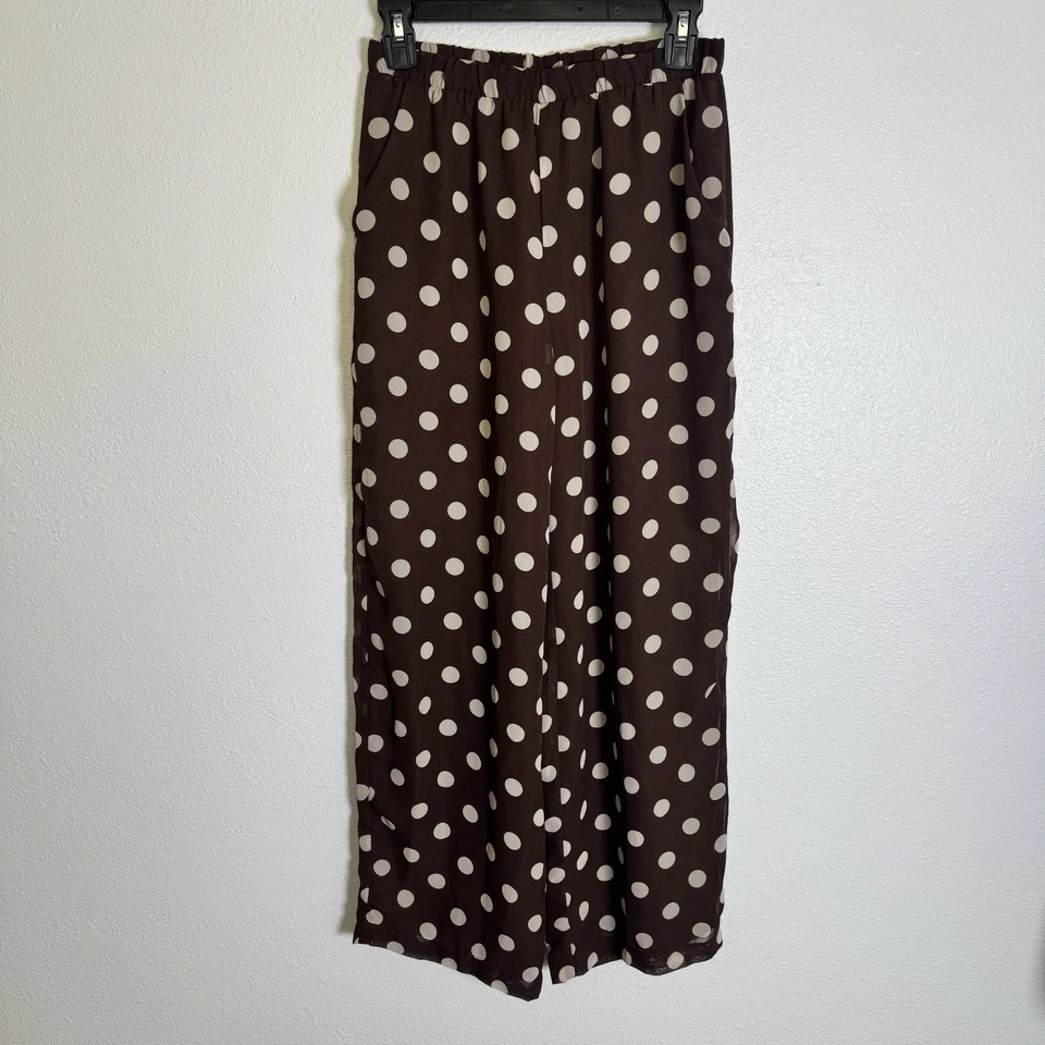 Pantalón Lisa Says Gah Joanna Pequeño Marrón Lunares Cintura Elástica Reciclado Precio de venta sugerido por el fabricante $168 Foto 4 de 4