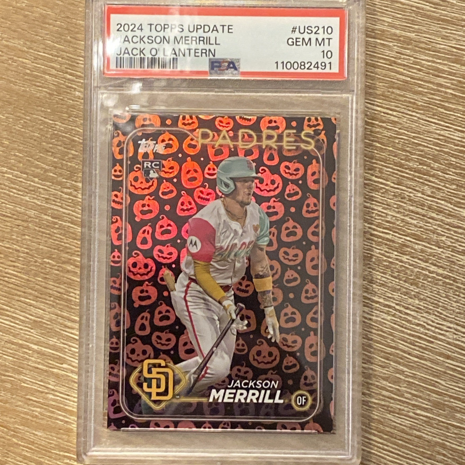 2024 Topps Update Jackson Merrill #US210 Jack-O'-Lantern Foil RC PSA 10 SSP💎