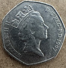 1997 Queen Elizabeth II D.G.REG.F.D.RARE 50 Fifty Pence UK Coin Collector, C/N