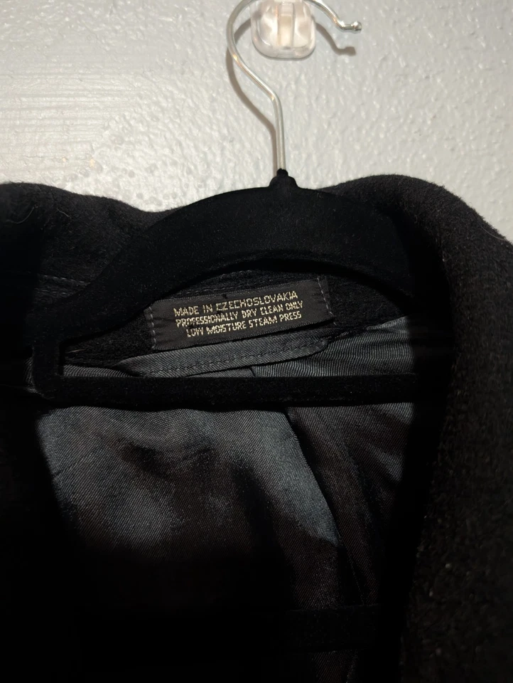 Abrigo Vintage Lana Cachemira 48R Negro Largo Completo Doble Pecho Clásico Unisex Foto 4 de 4