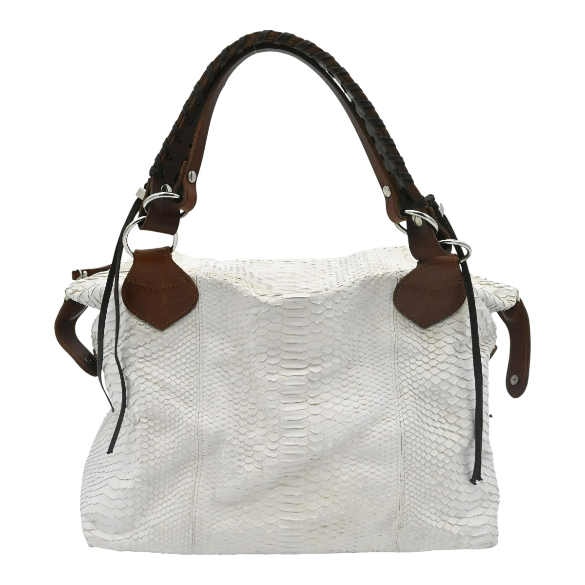 Pauric Sweeney White Python Leather Shoulder Bag - image 1