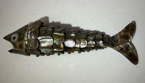 Vintage Mid Century Articulated Abalone Shell Fish Bottle Opener (Great shape)