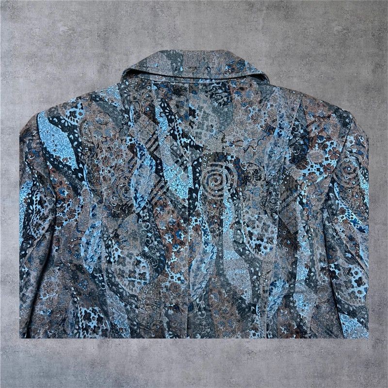 Steilmann Patterned Blazer Blue Brown Tailored UK… - image 9