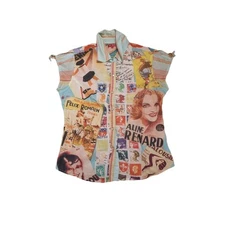 00s vintage pop art psychedelic shirt, french brand, funky, size M