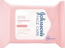 Johnson's Face Care Make Up Be Gone Refreshing Cleansing Wipes  Pack of 25 UK