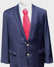 Men's 46 L Lauren Ralph Lauren Navy Blue 100 Wool Gold Buttons Blazer Jacket