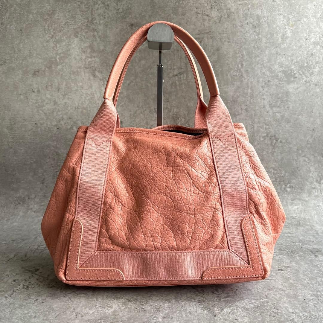 BALENCIAGA Navy Cabas S Leather Shoulder Handbag Pink Authentic Used From Japan thumbnail 14