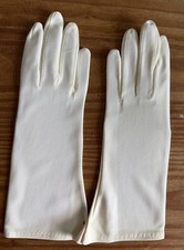 New Vintage Women  s Ivory Nylon Fancy Gloves Prom, dress up, tea party, wedding