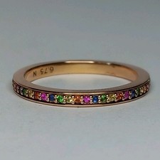 MONICA VINADER ROSE GOLD VERMEIL SILVER 925 MULTI GEMSTONE ETERNITY BAND RING N