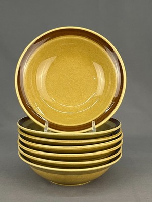 7 Vintage Genuine EKCO #1103 Eterna Canoe Stoneware 6.5'' Cereal Bowls; Mint