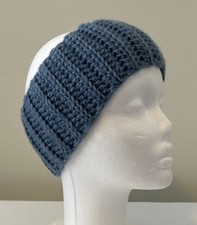 Crochet Headband Ear Warmer Blue Handmade Fall Winter Warm Cozy Soft ONE SIZE