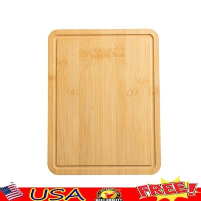 Bamboo Cutting Board Non-slip Kitchen Prep Board W/ Juice Groove & Handles New